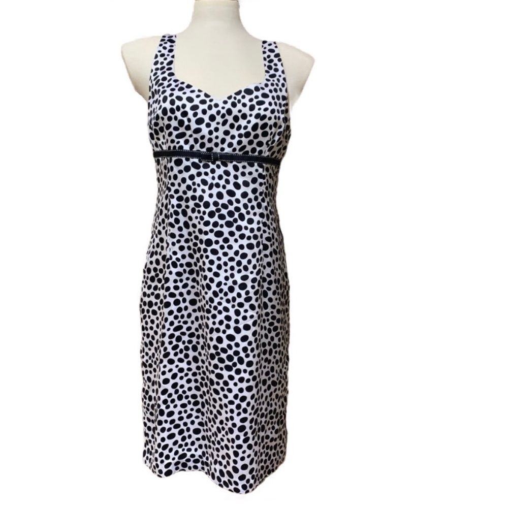 White and Black Silk Dress